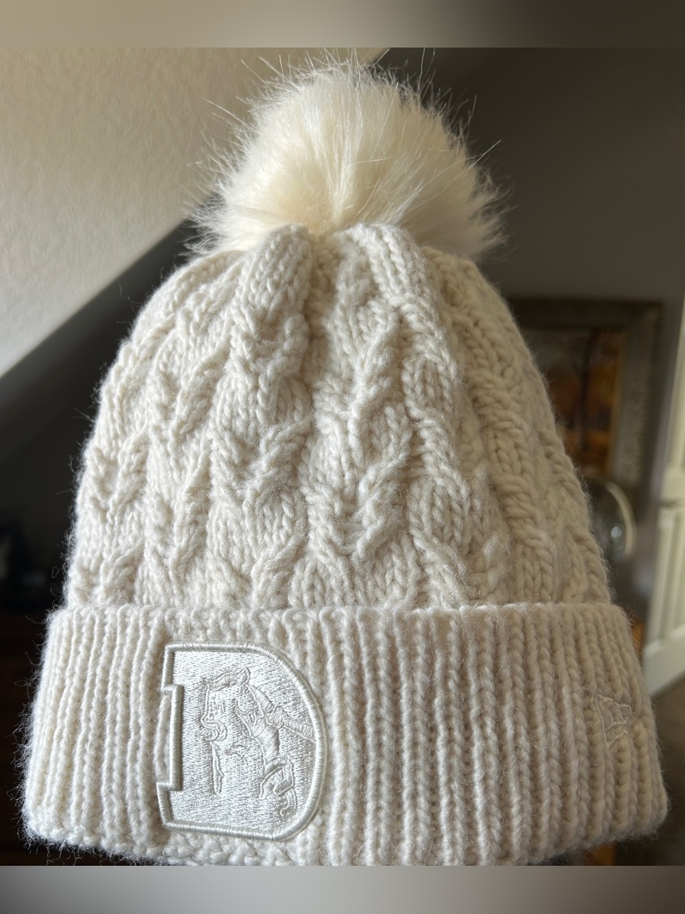 NFL Denver Broncos Football Womens Pom Beanie Knit Lined